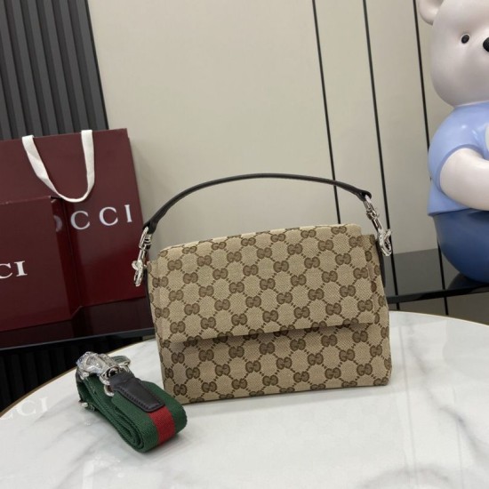 Migliore Repliche Gucci Borsa a tracolla piccola GG uomo con Web 821617 Marrone Economiche Outlet Online