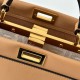 Replica perfetta Borsa Fendi Mini Iconic Peekaboo Marrone chiaro Imitazione Outlet Online
