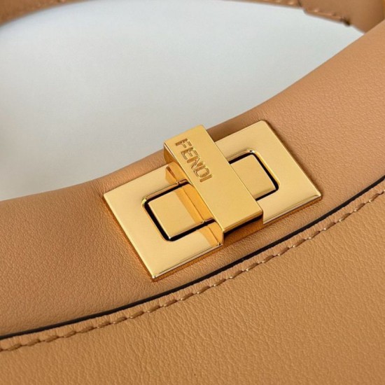Replica perfetta Borsa Fendi Mini Iconic Peekaboo Marrone chiaro Imitazione Outlet Online