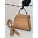 Replica perfetta Borsa Fendi Mini Iconic Peekaboo Marrone chiaro Imitazione Outlet Online