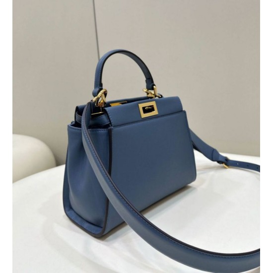 Replica perfetta Borsa Fendi Mini Iconic Peekaboo Blu Imitazione Outlet Online