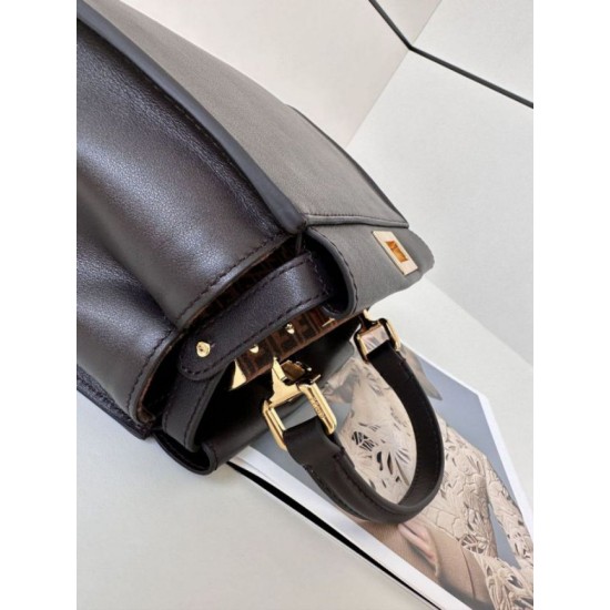 Borsa Fendi Mini Iconica Peekaboo Nero Replica originale di alta qualità Miglior Falso Borsa Fendi Mini Iconica Peekaboo Nero Economiche Premium