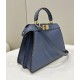 Miglior Falso Borsa Fendi Peekaboo ISeeU Piccola Selleria con 556 impunture cucite a mano Blu Economiche Premium