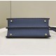 Miglior Falso Borsa Fendi Peekaboo ISeeU Piccola Selleria con 556 impunture cucite a mano Blu Economiche Premium