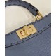 Miglior Falso Borsa Fendi Peekaboo ISeeU Piccola Selleria con 556 impunture cucite a mano Blu Economiche Premium