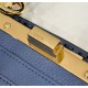 Miglior Falso Borsa Fendi Peekaboo ISeeU Piccola Selleria con 556 impunture cucite a mano Blu Economiche Premium