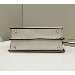 Miglior Falso Borsa Fendi Peekaboo ISeeU Piccola Selleria con 556 impunture cucite a mano Beige Economiche Premium