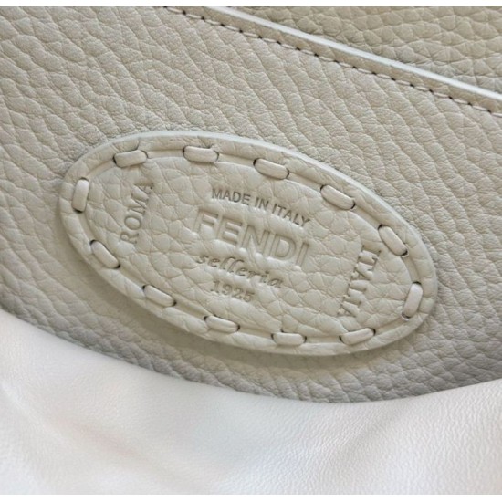 Miglior Falso Borsa Fendi Peekaboo ISeeU Piccola Selleria con 556 impunture cucite a mano Beige Economiche Premium