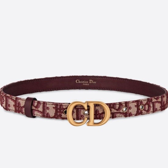 Replica perfetta Dior Saddle 20MM Cintura Dior Oblique Jacquard Bordeaux Imitazione Outlet Online