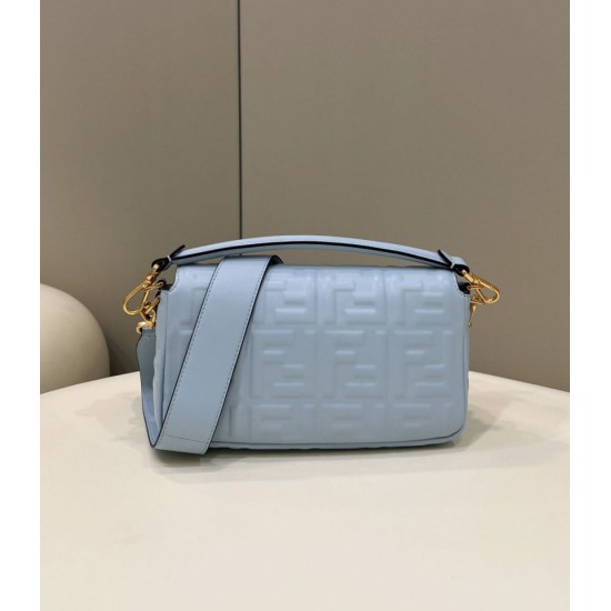 Miglior Falso Borsa baguette media Fendi FF Nappa blu Economiche Premium
