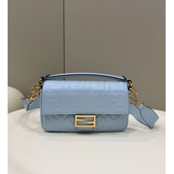 Miglior Falso Borsa baguette media Fendi FF Nappa blu Economiche Premium