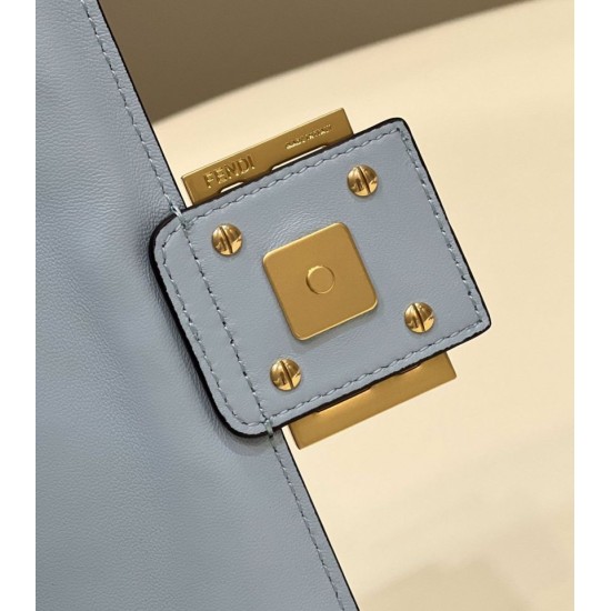 Miglior Falso Borsa baguette media Fendi FF Nappa blu Economiche Premium