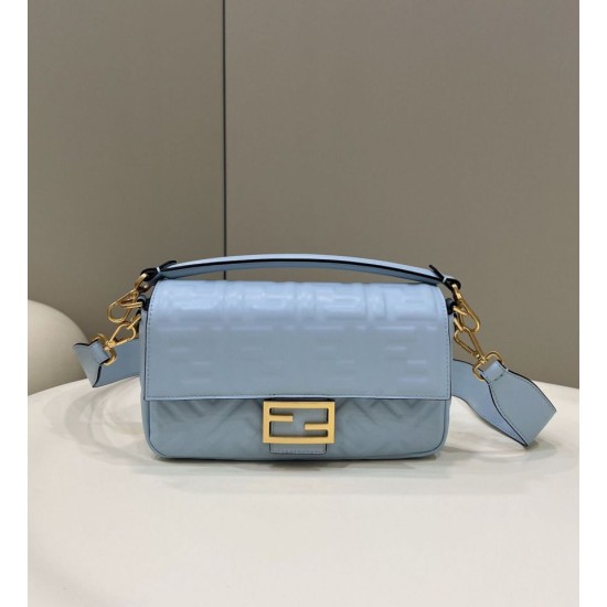 Miglior Falso Borsa baguette media Fendi FF Nappa blu Economiche Premium
