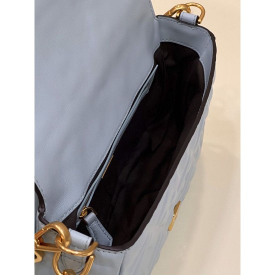 Miglior Falso Borsa baguette media Fendi FF Nappa blu Economiche Premium
