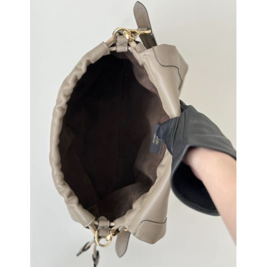 Replica perfetta Borsa baguette media Fendi Mamma Nappa grigio Imitazione Outlet Online