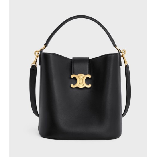 Miglior Falso Borsa a secchiello piccola/media Celine Louise Nero Pelle di vitello liscia Economiche Premium
