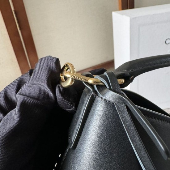 Miglior Falso Borsa a secchiello piccola/media Celine Louise Nero Pelle di vitello liscia Economiche Premium