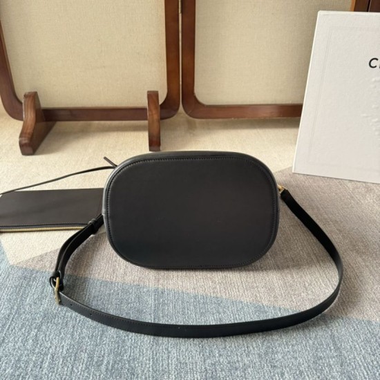 Miglior Falso Borsa a secchiello piccola/media Celine Louise Nero Pelle di vitello liscia Economiche Premium