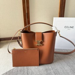 Migliore Repliche Borsa a secchiello piccola/media Celine Louise Tan Pelle di vitello liscia Economiche Outlet Online