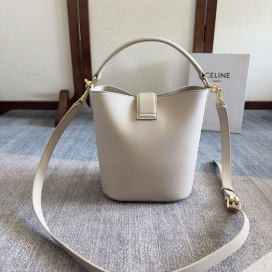 Repliche Borsa a secchiello piccola/media Celine Louise Bianco Pelle di vitello liscia Imitazioni Premium Replica perfetta Borsa a secchiello piccola/media Celine Louise Bianco Pelle di vitello liscia Imitazione Outlet Online