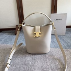 Replica perfetta Borsa a secchiello piccola/media Celine Louise Bianco Pelle di vitello liscia Imitazione Outlet Online