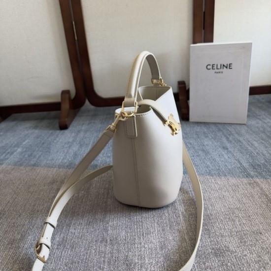 Repliche Borsa a secchiello piccola/media Celine Louise Bianco Pelle di vitello liscia Imitazioni Premium Replica perfetta Borsa a secchiello piccola/media Celine Louise Bianco Pelle di vitello liscia Imitazione Outlet Online
