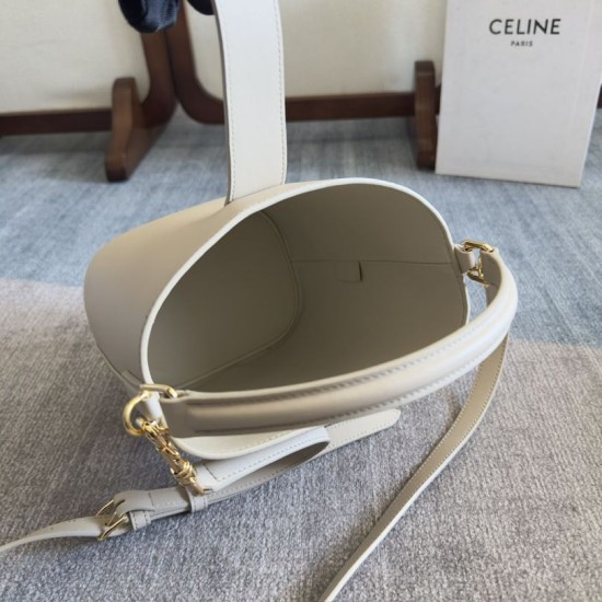 Repliche Borsa a secchiello piccola/media Celine Louise Bianco Pelle di vitello liscia Imitazioni Premium Replica perfetta Borsa a secchiello piccola/media Celine Louise Bianco Pelle di vitello liscia Imitazione Outlet Online