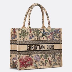 Migliore Repliche Borsa tote Dior media in rafia con Dior Cabinet de Curiosites Beige Economiche Outlet Online