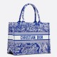 Perfette Qualità Repliche Dior Book Tote Bag Media Ricamo Toile de Jouy Reverse Blu Imitazione