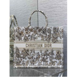 Replica perfetta Borsa tote grande a libro Dior Ricamo Unicorno Millefiori colore oro Imitazione Outlet Online