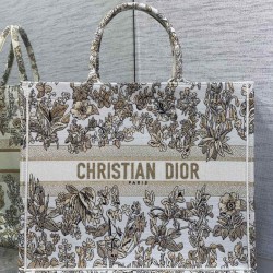 Replica perfetta Borsa tote grande a libro Dior Ricamo Unicorno Millefiori colore oro Imitazione Outlet Online