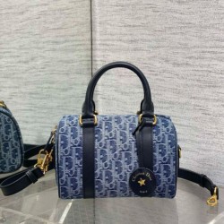 Replica perfetta Borsa Dior Groove 20 Denim blu Dior Oblique Jacquard Imitazione Outlet Online