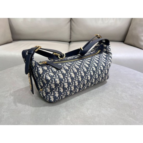 Perfette Qualità Repliche Borsa D-Journey piccola/media Dior Oblique Jacquard blu Imitazione