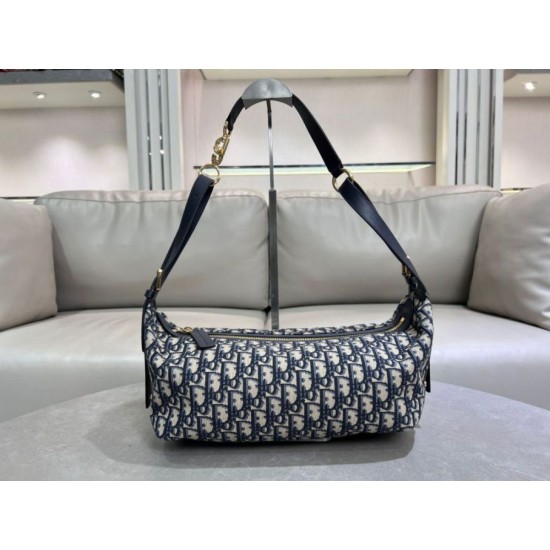 Perfette Qualità Repliche Borsa D-Journey piccola/media Dior Oblique Jacquard blu Imitazione