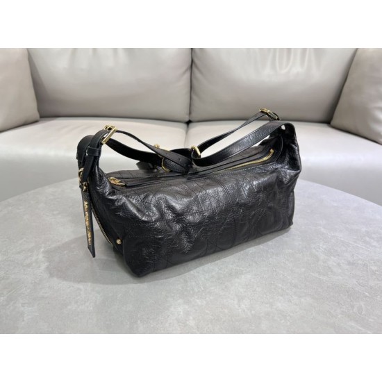 Migliore Repliche Borsa Macrocannage piatta piccola/media D-Journey Dior nera stropicciata Economiche Outlet Online