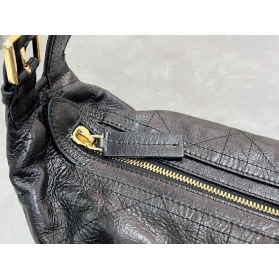 Migliore Repliche Borsa Macrocannage piatta piccola/media D-Journey Dior nera stropicciata Economiche Outlet Online