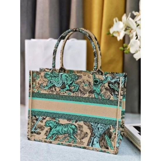 Replica perfetta Borsa tote Dior media Dior Book ricamata con motivo Dior Around the World multicolore blu Imitazione Outlet Online