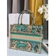 Replica perfetta Borsa tote Dior media Dior Book ricamata con motivo Dior Around the World multicolore blu Imitazione Outlet Online