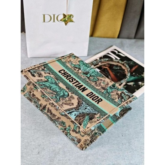 Replica perfetta Borsa tote Dior media Dior Book ricamata con motivo Dior Around the World multicolore blu Imitazione Outlet Online