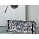 Perfette Qualità Repliche Dior Medium Book Tote Bag Ricamo Toile de Jouy Fiore Bianco/Blu Imitazione
