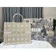 Perfette Qualità Repliche Dior Medium/Large Book Tote Bag Ricamo rattan oversize Bianco/Oro Imitazione