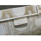 Perfette Qualità Repliche Dior Medium/Large Book Tote Bag Ricamo rattan oversize Bianco/Oro Imitazione