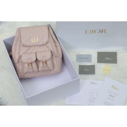 Perfette Qualità Repliche Dior Nano/Medium Dior Caro Backpack Rosa Macrocannage Imitazione