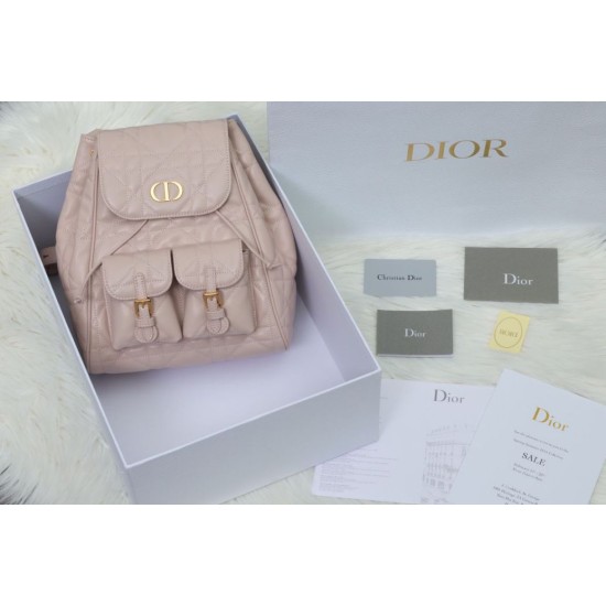 Perfette Qualità Repliche Dior Nano/Medium Dior Caro Backpack Rosa Macrocannage Imitazione