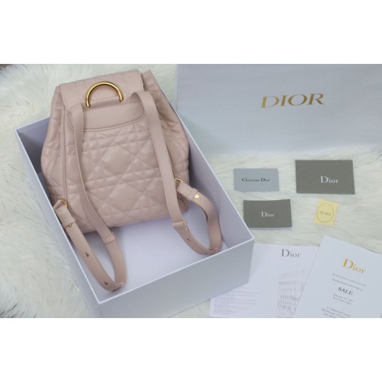 Perfette Qualità Repliche Dior Nano/Medium Dior Caro Backpack Rosa Macrocannage Imitazione