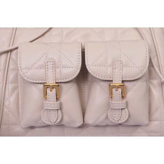 Perfette Qualità Repliche Dior Nano/Medium Dior Caro Backpack Rosa Macrocannage Imitazione