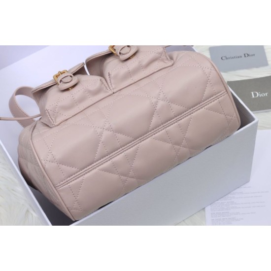 Perfette Qualità Repliche Dior Nano/Medium Dior Caro Backpack Rosa Macrocannage Imitazione