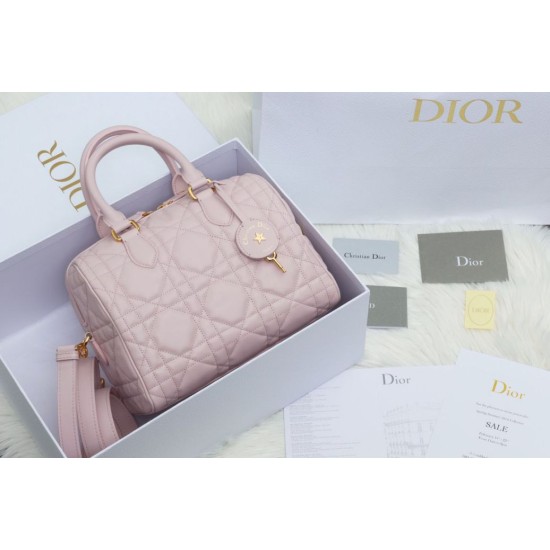 Migliore Repliche Dior Groove 25 Borsa in Biscotto Macrocannage rosa Economiche Outlet Online