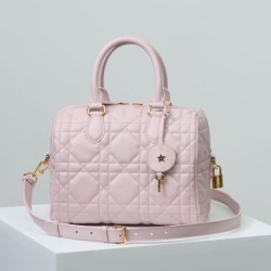 Migliore Repliche Dior Groove 25 Borsa in Biscotto Macrocannage rosa Economiche Outlet Online
