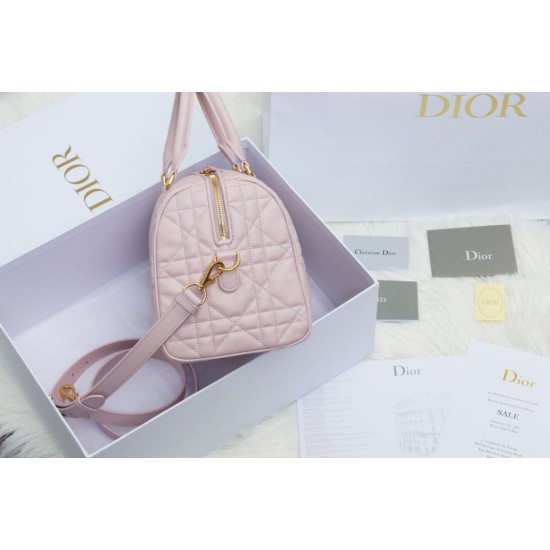 Migliore Repliche Dior Groove 25 Borsa in Biscotto Macrocannage rosa Economiche Outlet Online